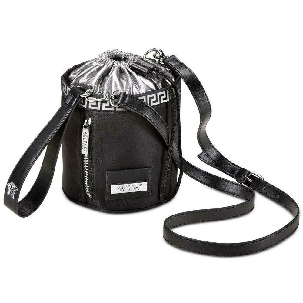 Versace Fragrance Small Bucket Bag Black & Silver Key Logo SEALED PACKAGE